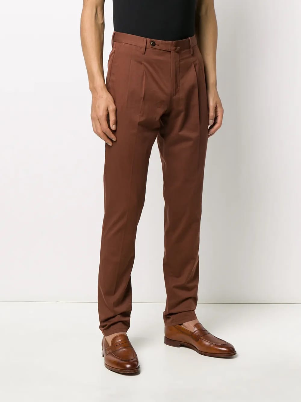 straight fit double pleat trousers