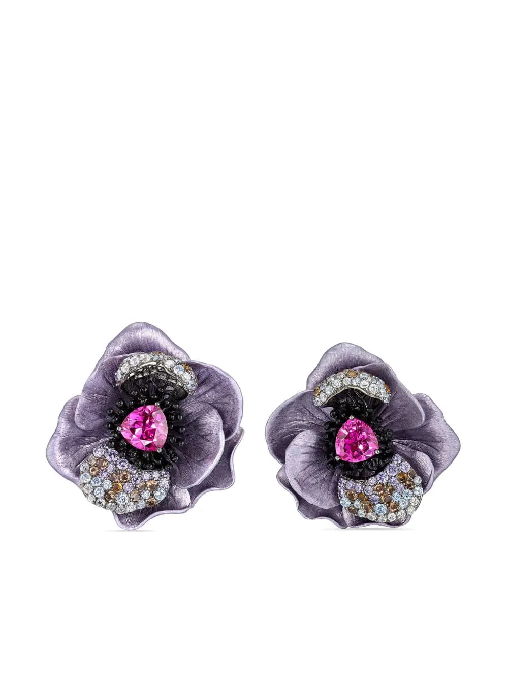 18kt white gold Bloom multi-sone earrings
