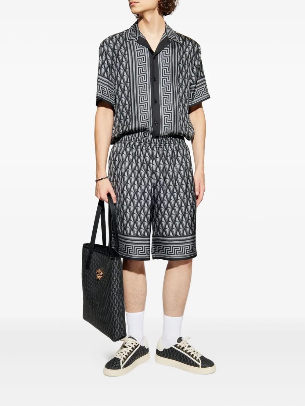Grecca-trim silk shirt