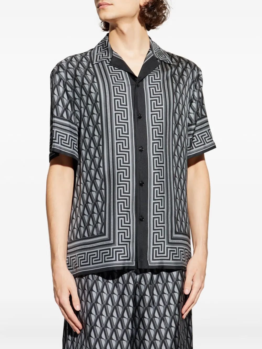 Grecca-trim silk shirt