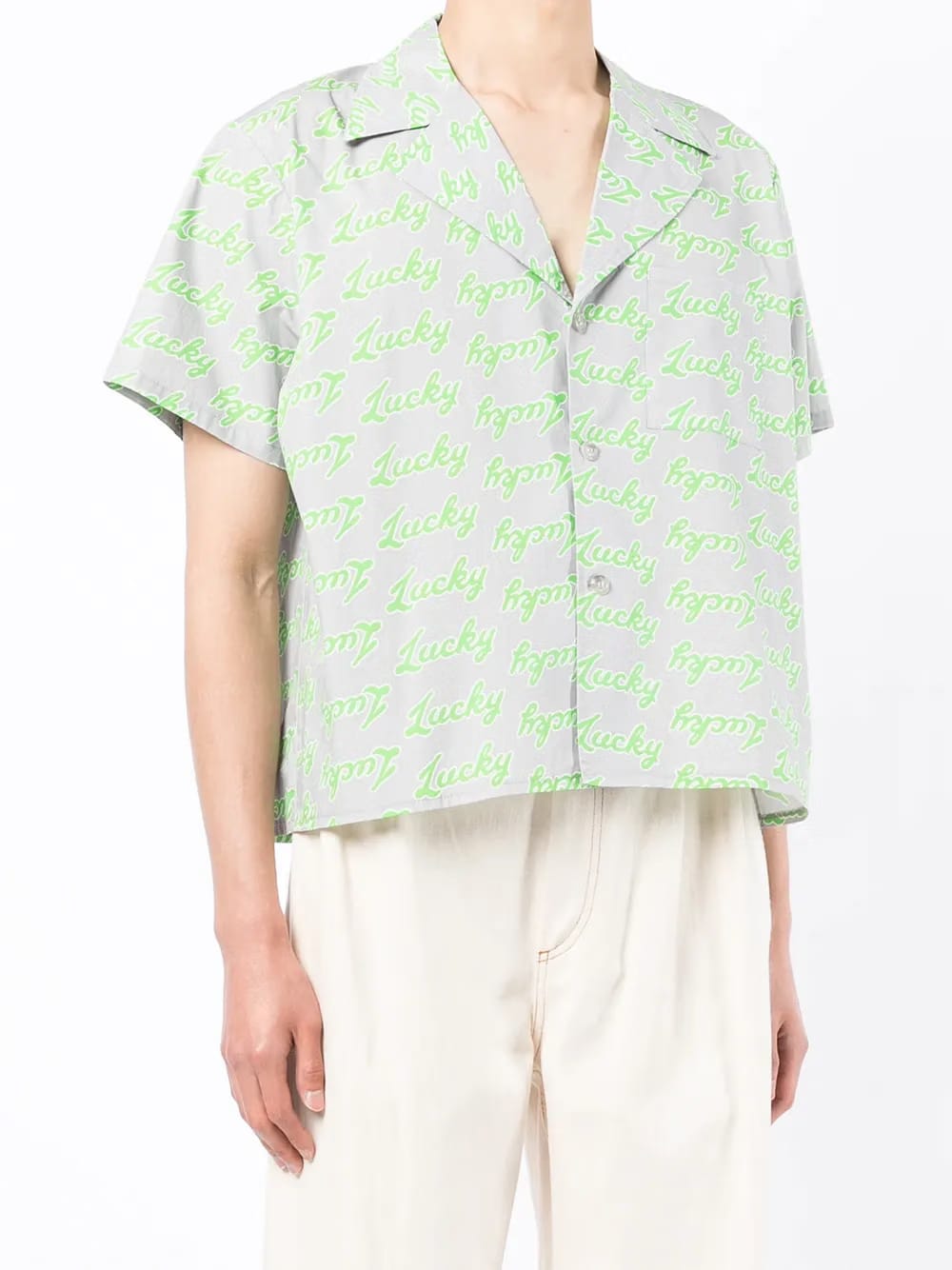 slogan-print short-sleeved shirt