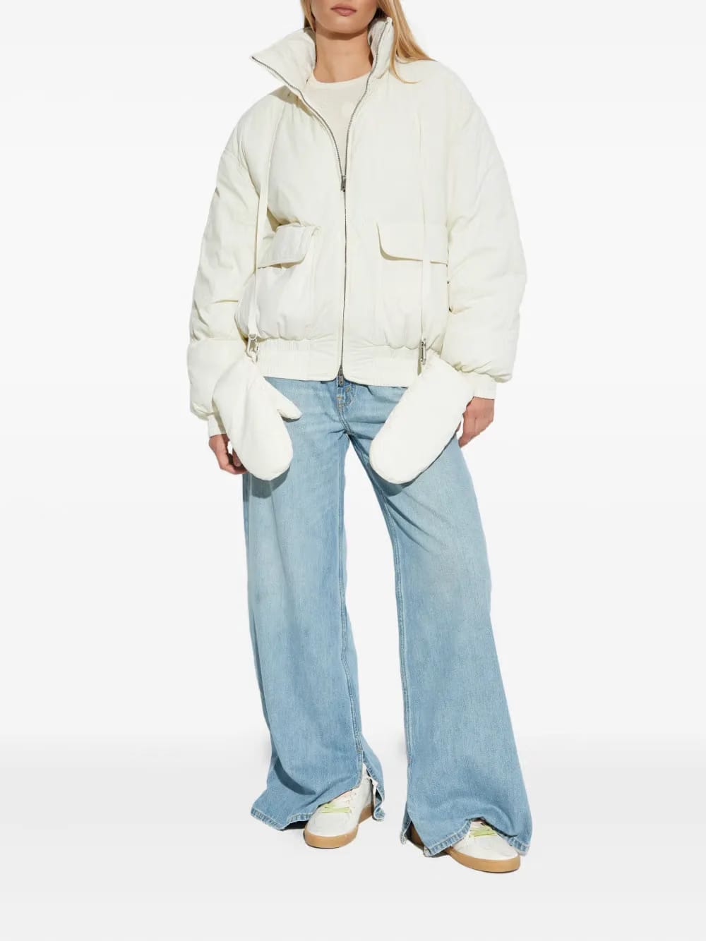 flap-pockets puffer jacket
