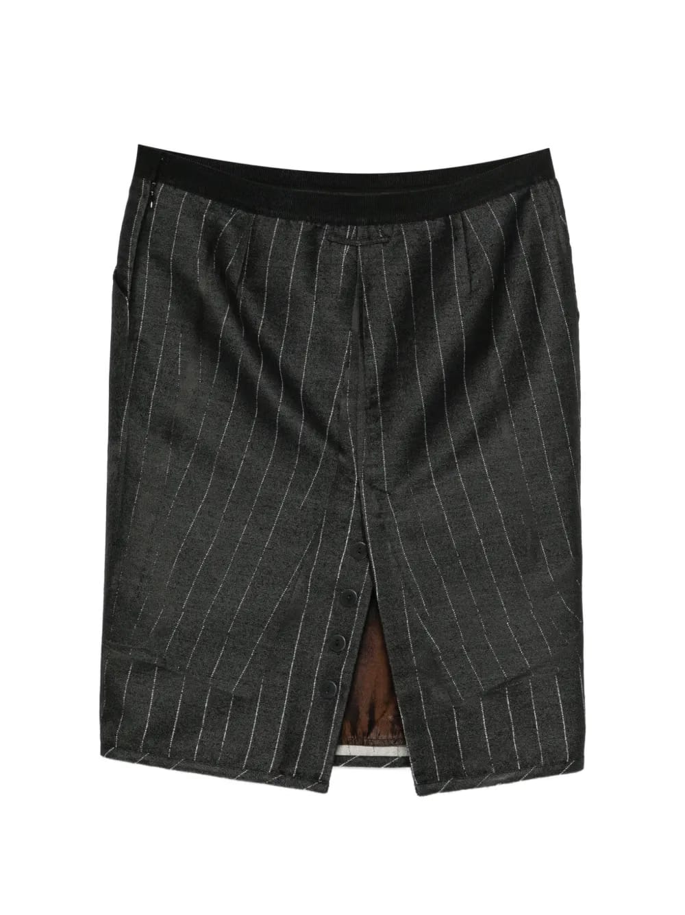 Trompe L'oeil pinstripe midi skirt