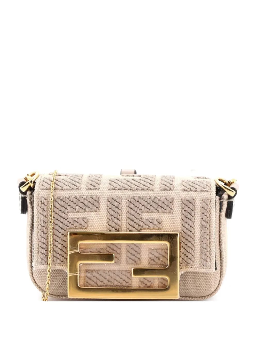 Chain Baguette Charm Bag Zucca Canvas Nano crossbody bag