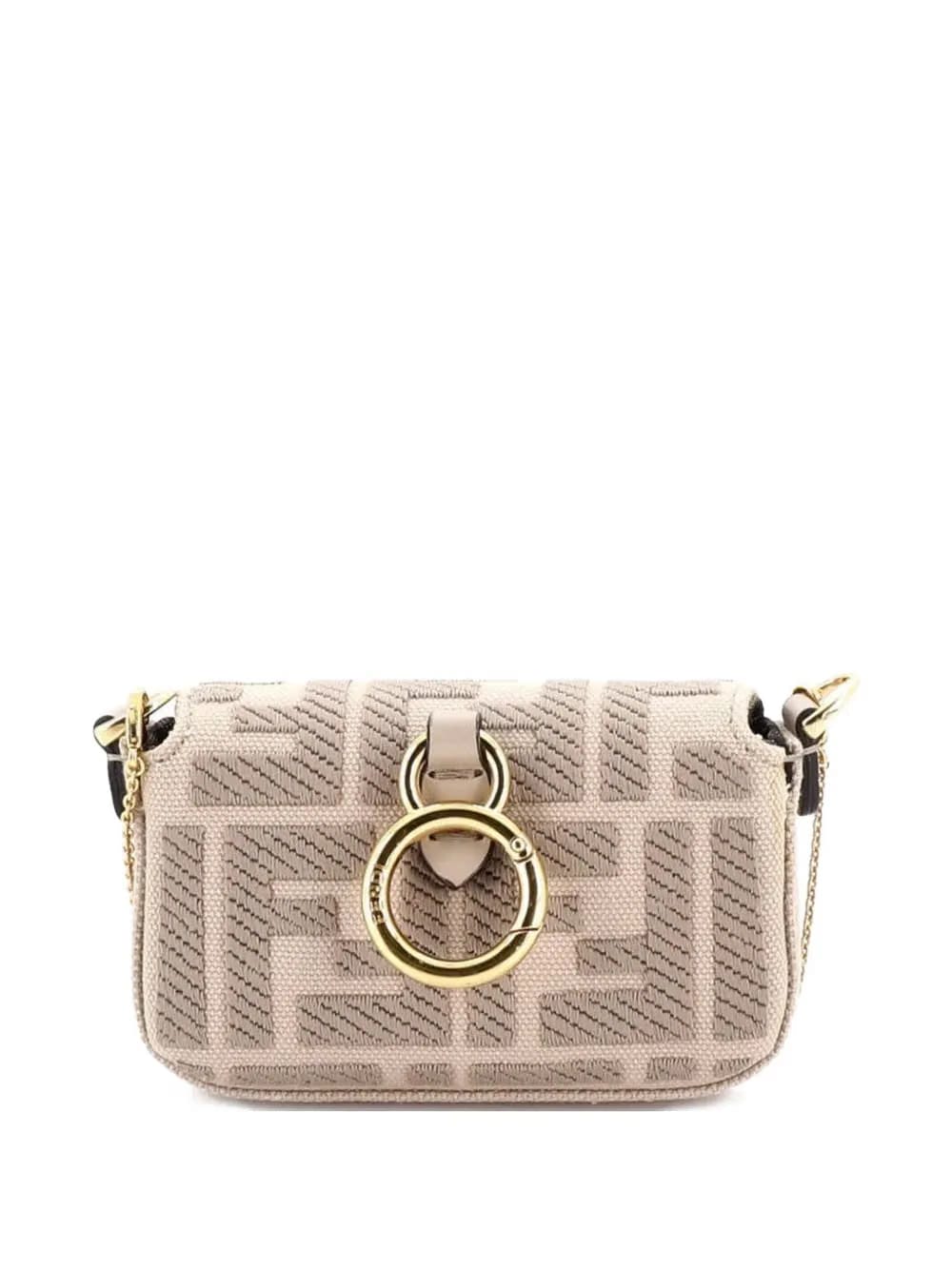 Chain Baguette Charm Bag Zucca Canvas Nano crossbody bag