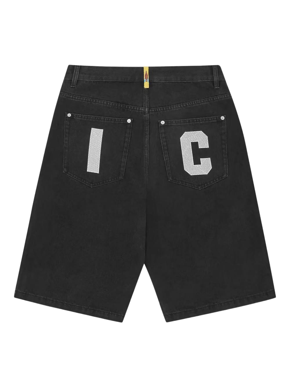 dog-print denim shorts