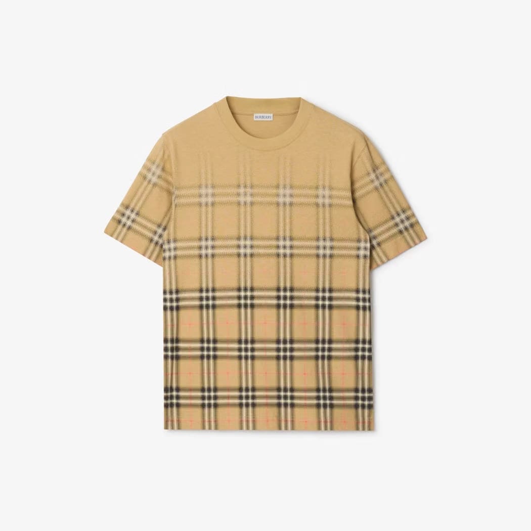Gradient Check Cotton T-shirt