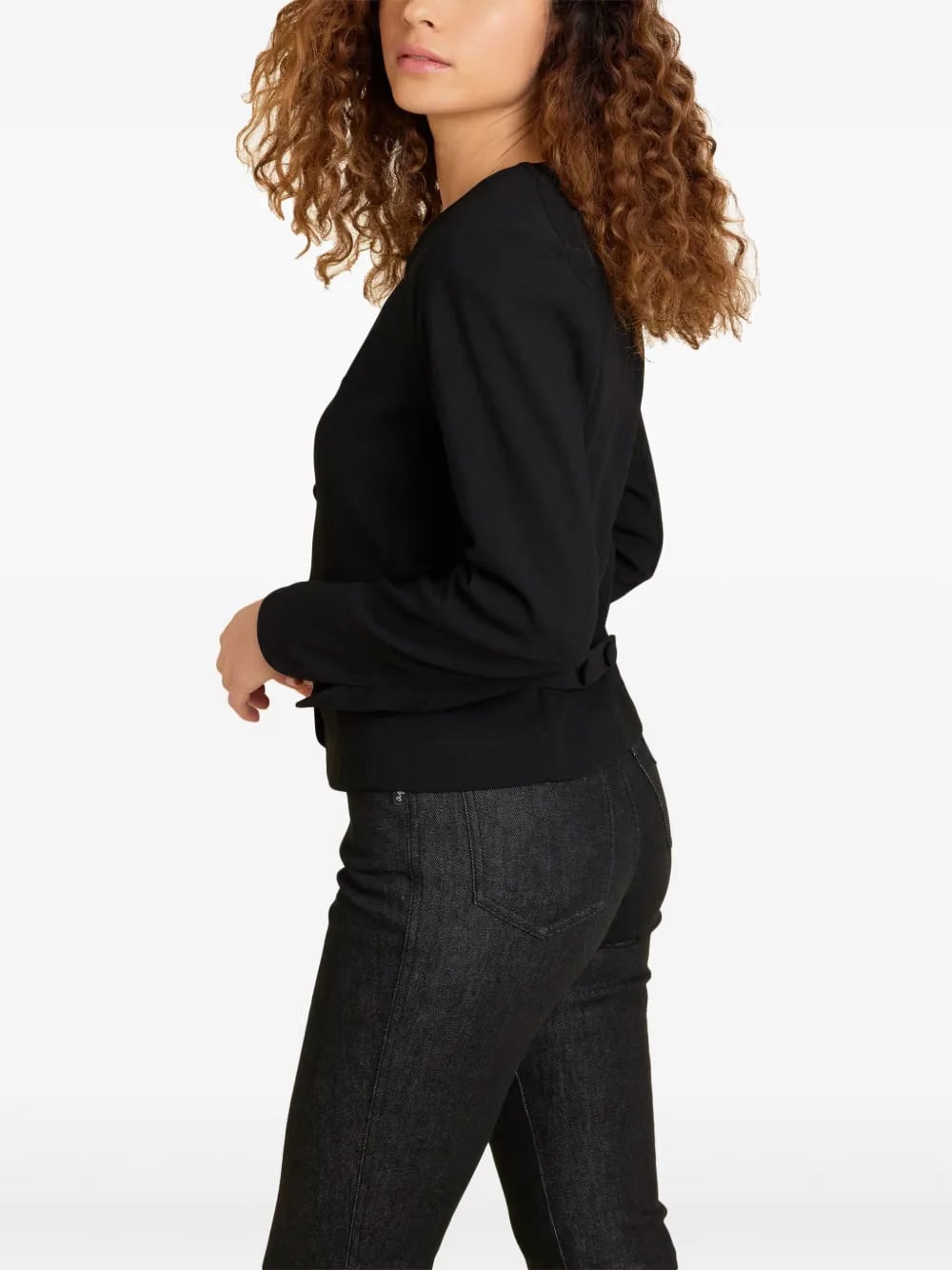 collarless button-up jacket