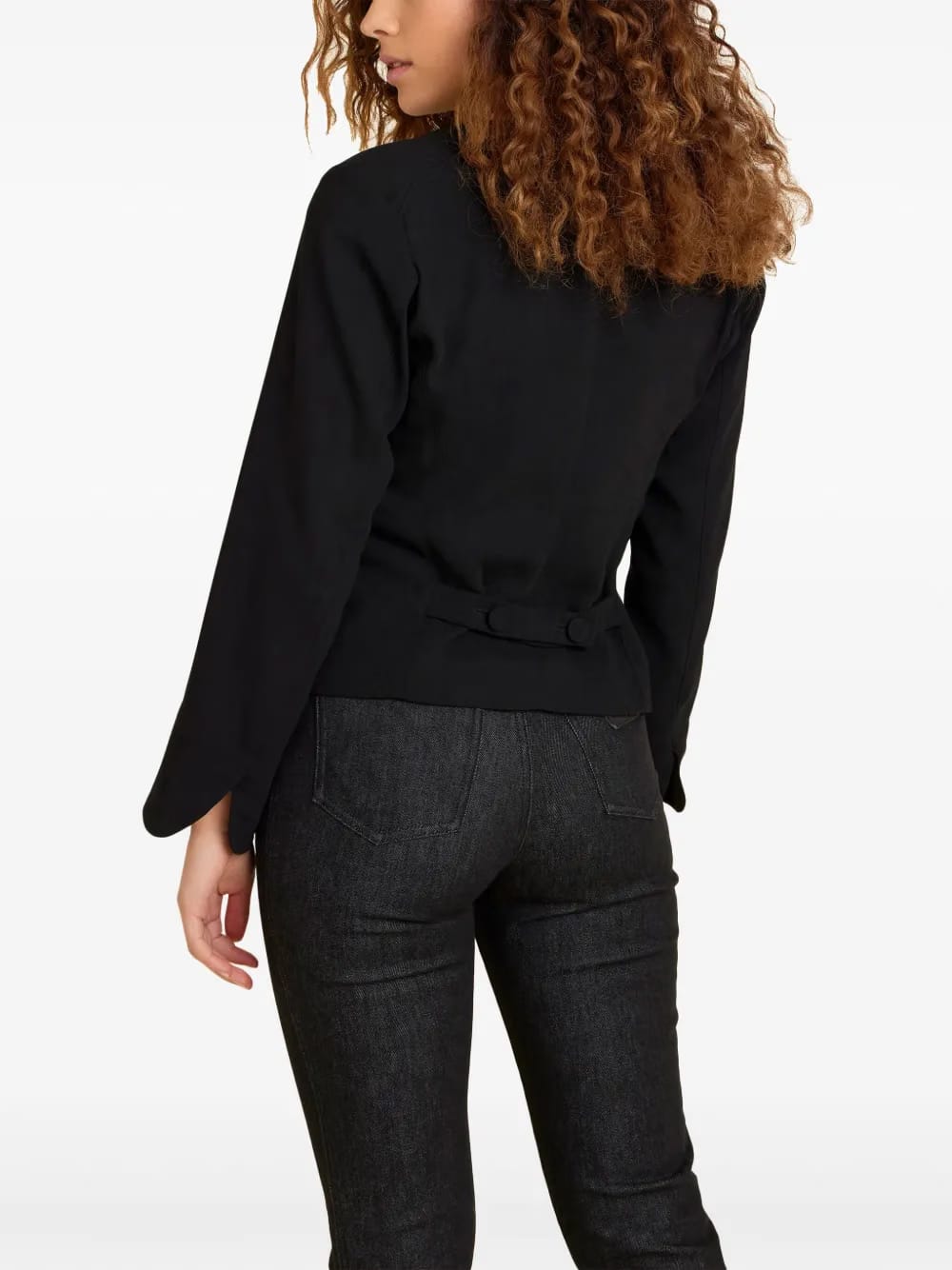 collarless button-up jacket