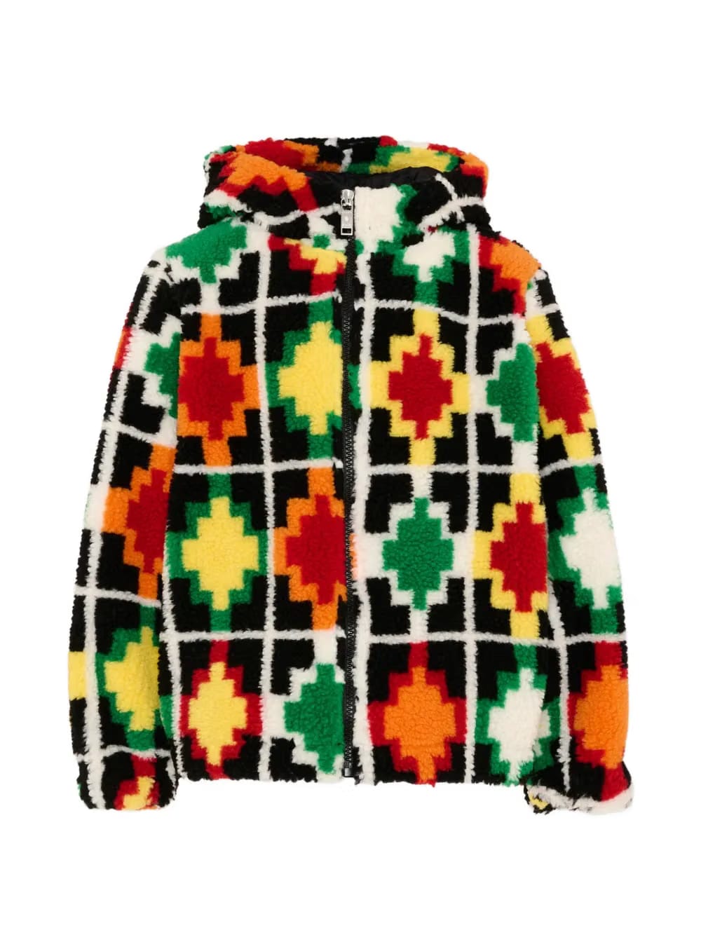 hooded geometric jacket