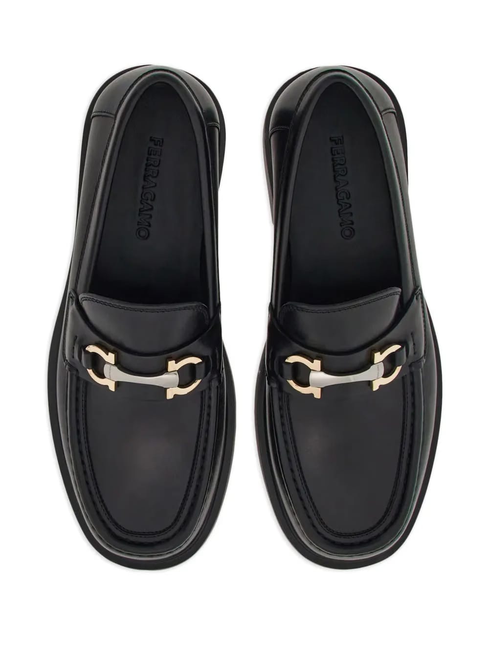 Gancini-plaque leather loafers
