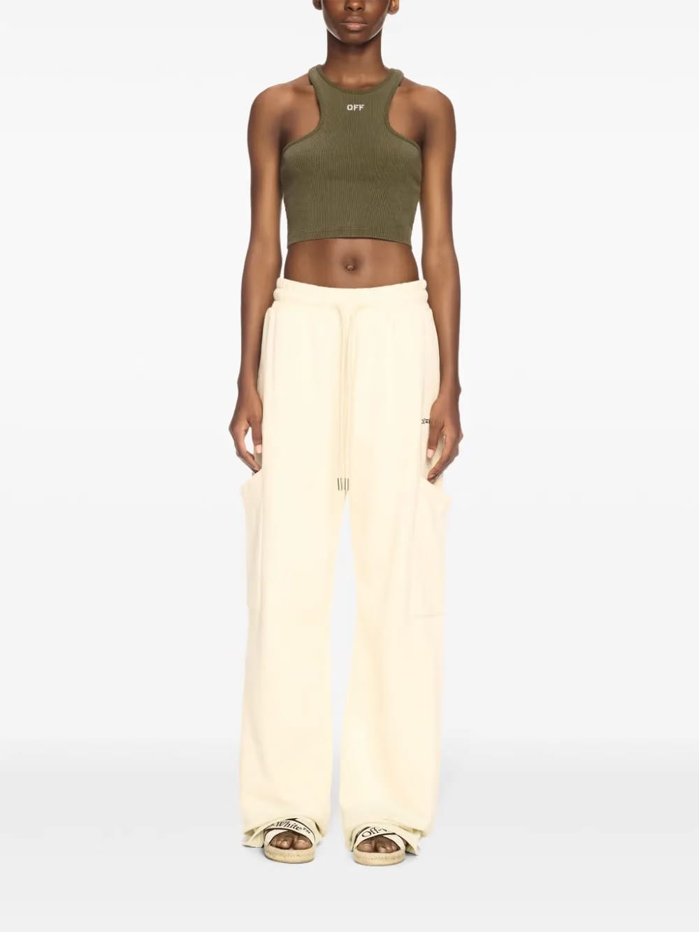 logo-embroidered ribbed tank top