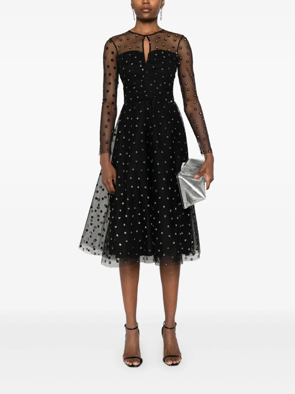 polka-dot midi dress