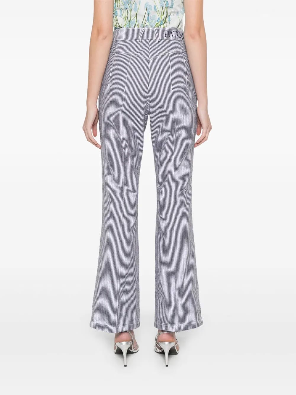 striped flared trousers