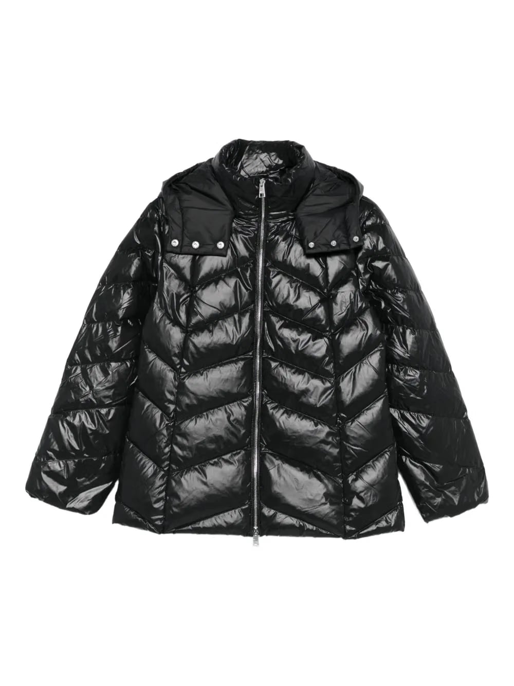 quilted-pattern hooded jacket