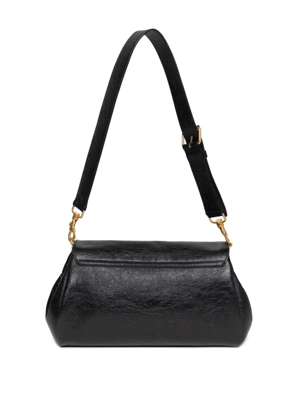 buckle-fastening leather shoulder bag