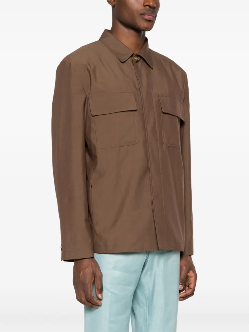 spread-collar shirt jacket