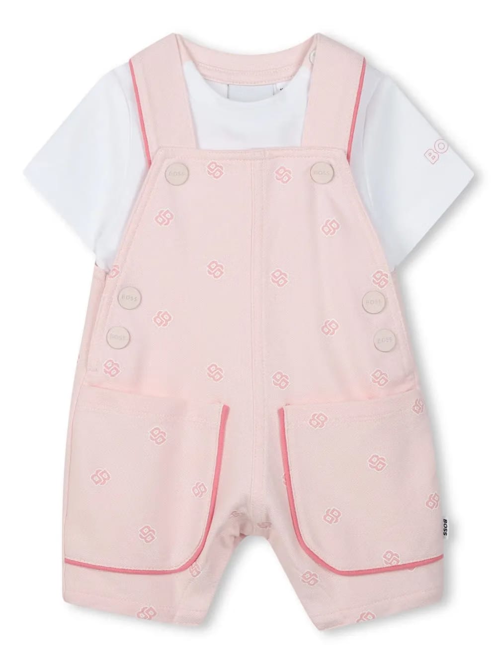 logo dungarees and T-Shirt set
