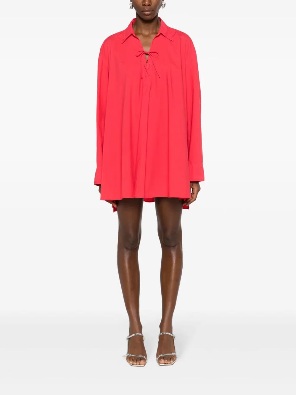 lace-up shirt minidress