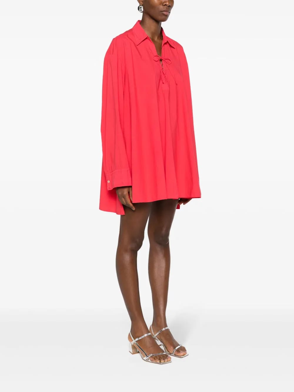 lace-up shirt minidress