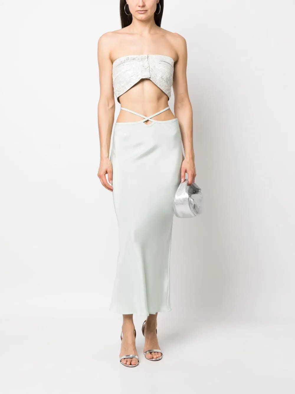 jacquard bandeau crop top