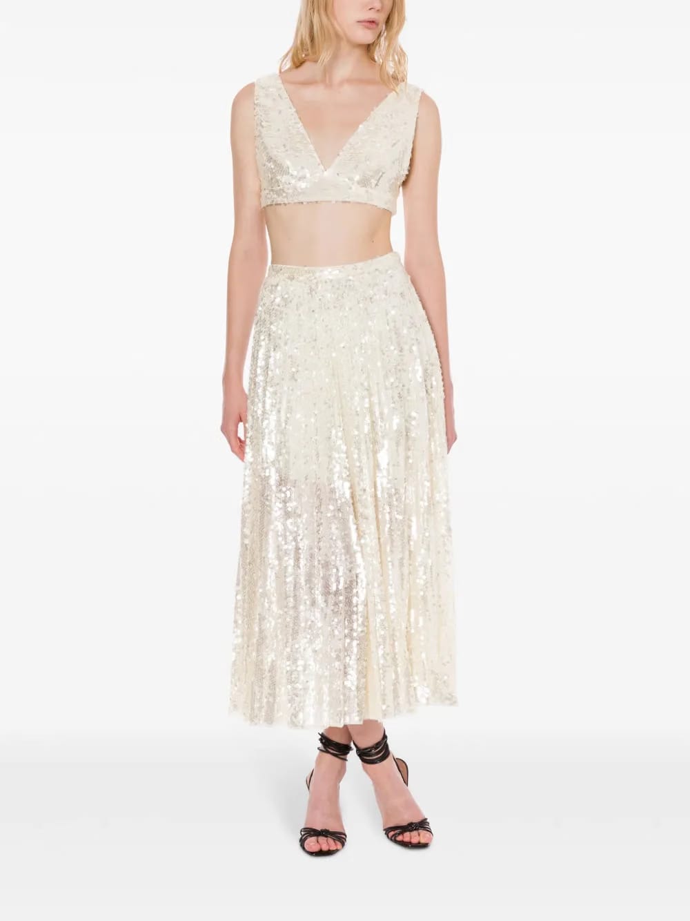 sequin embellished midi skirt