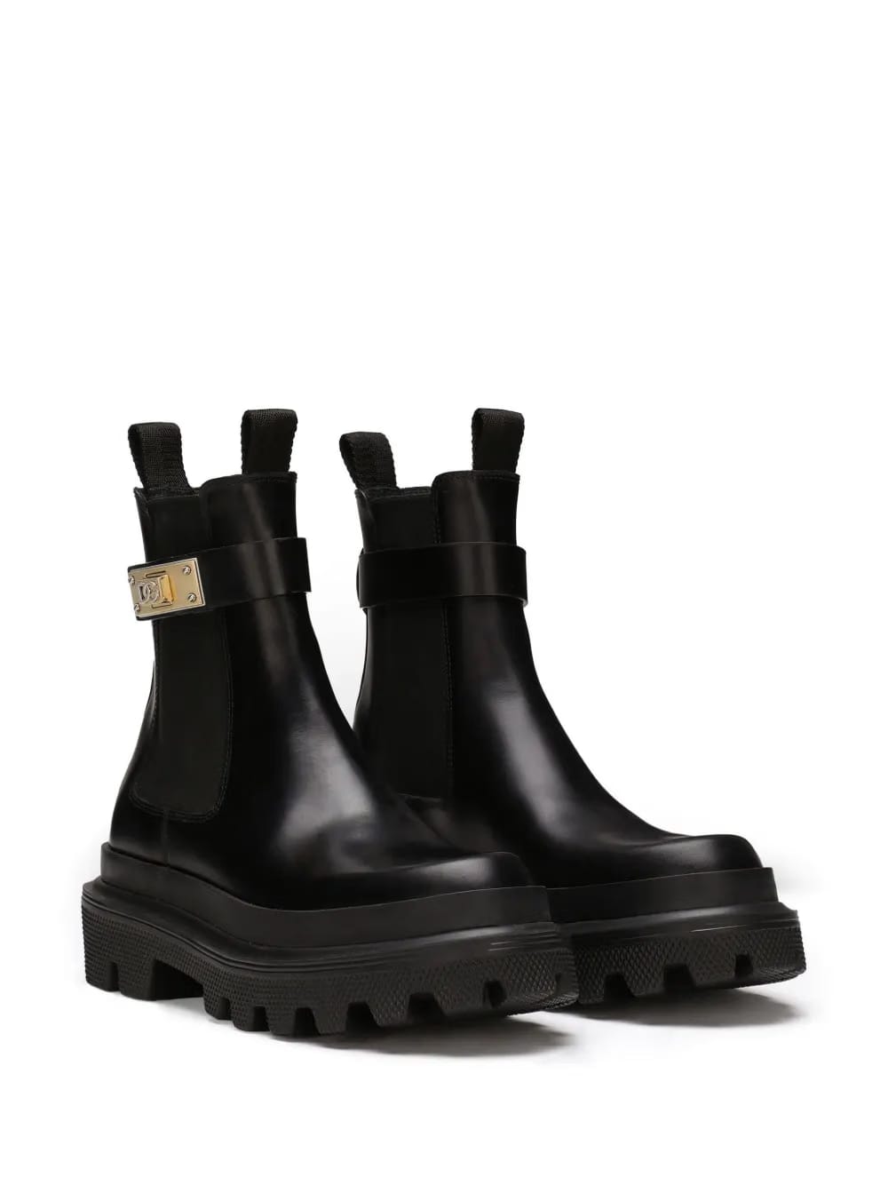 branded-strap leather Chelsea boots