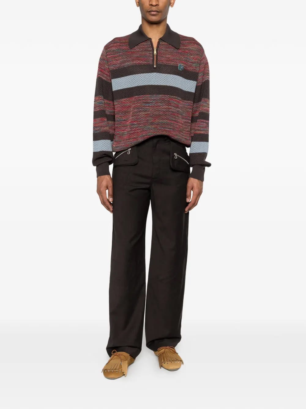 striped zip-up sweater