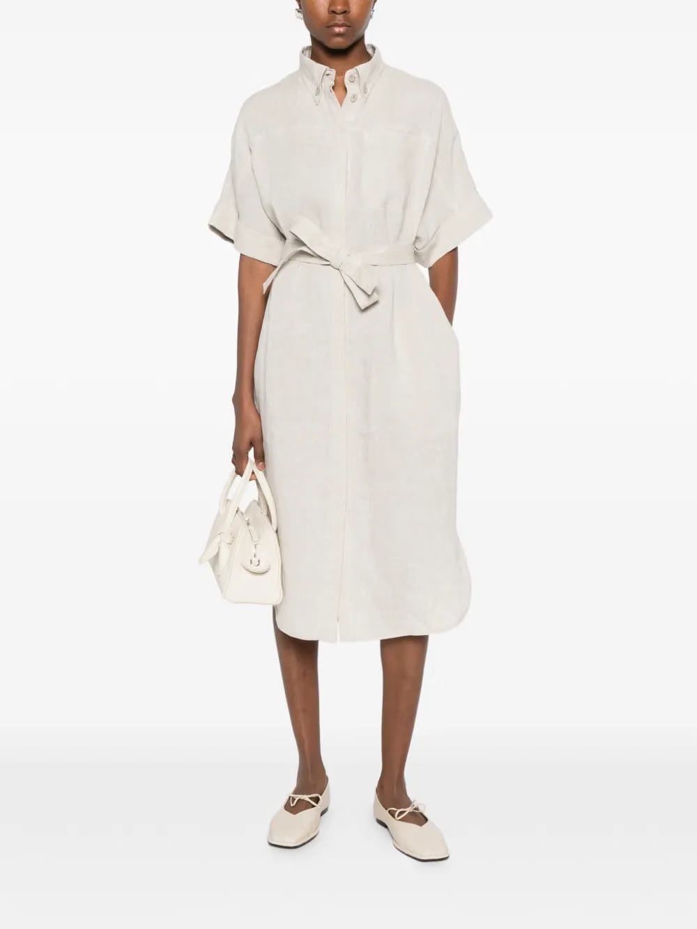belted shirt midi dress