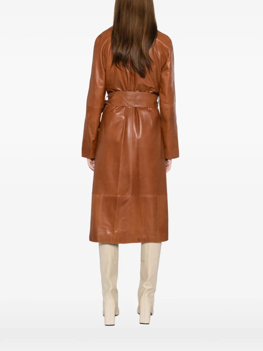 belted leather coat