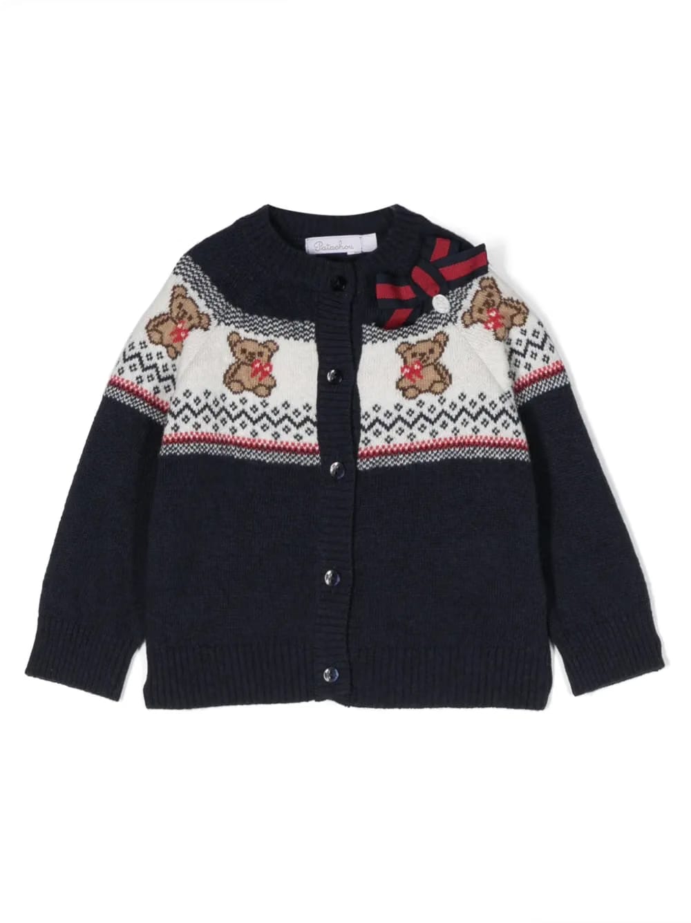 bow-detail intarsia-knit cardigan