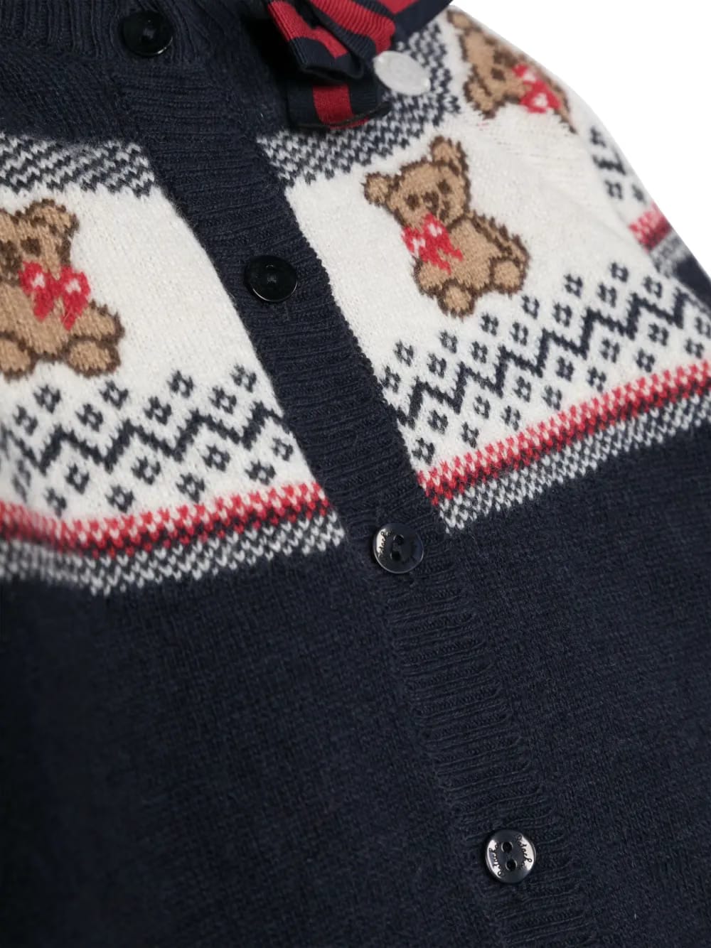 bow-detail intarsia-knit cardigan