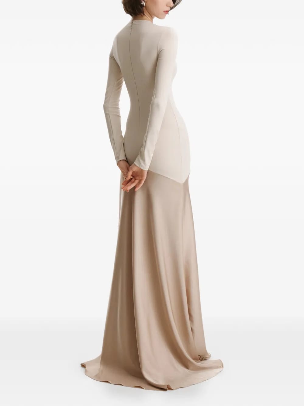 asymmetric long-sleeve maxi dress