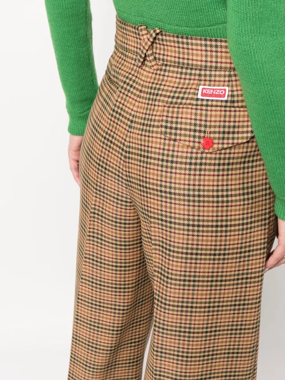 checked wide-leg trousers