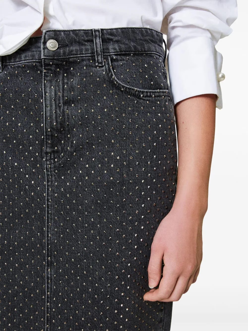 crystal-embellished midi skirt