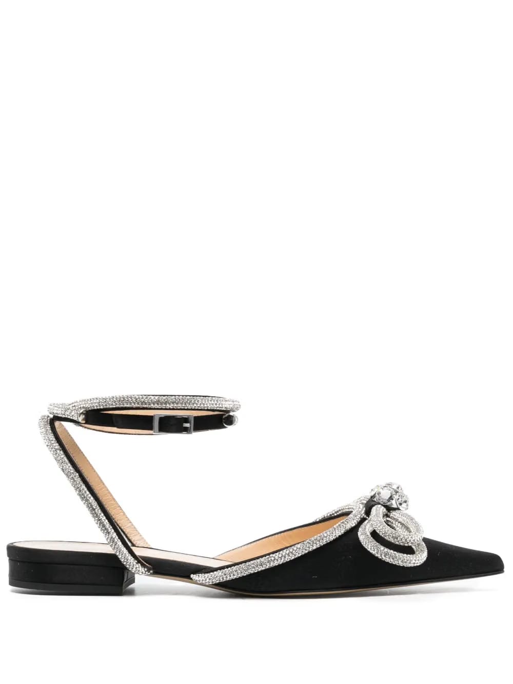 Double Bow satin ballerina shoes