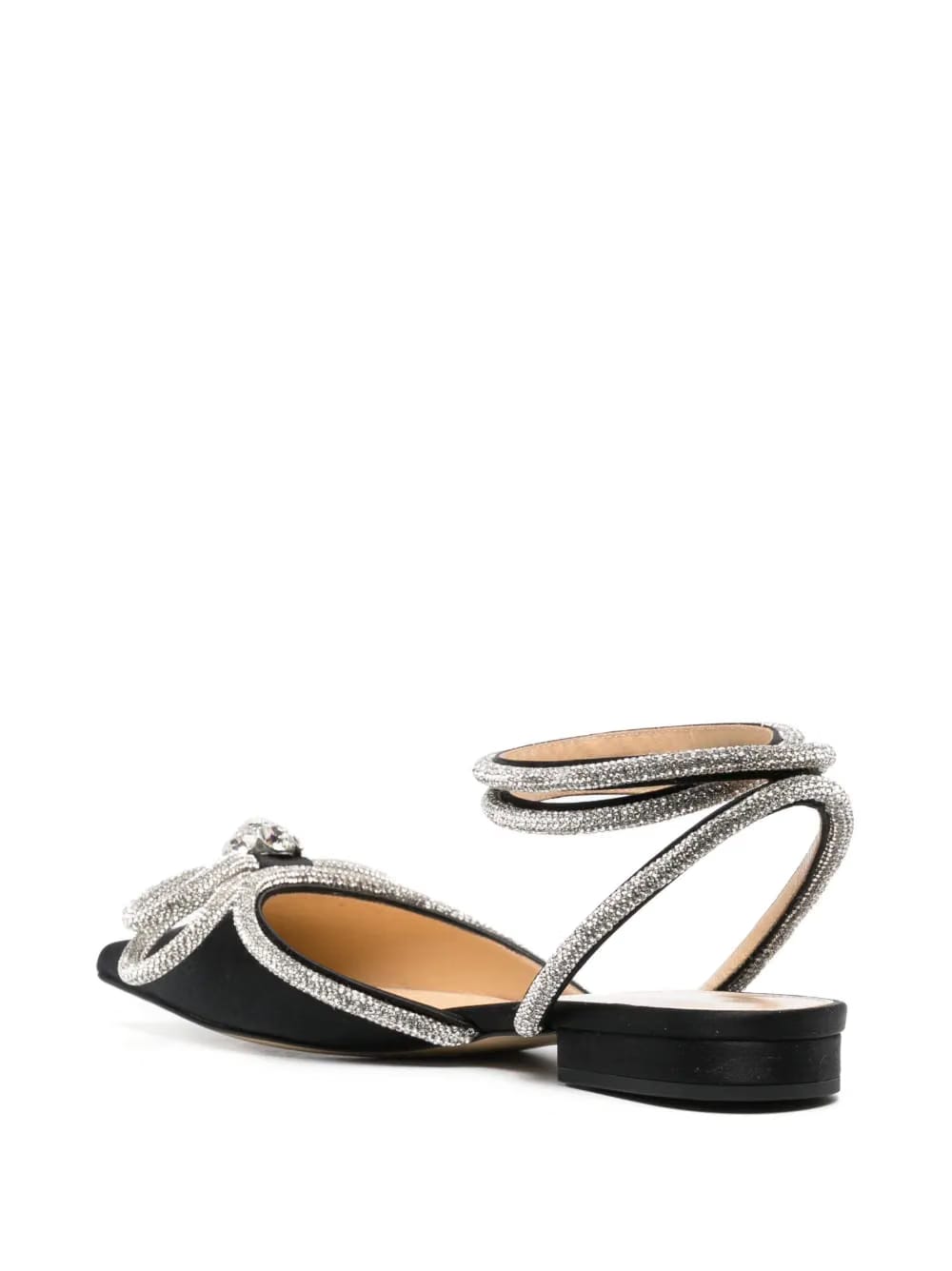 Double Bow satin ballerina shoes