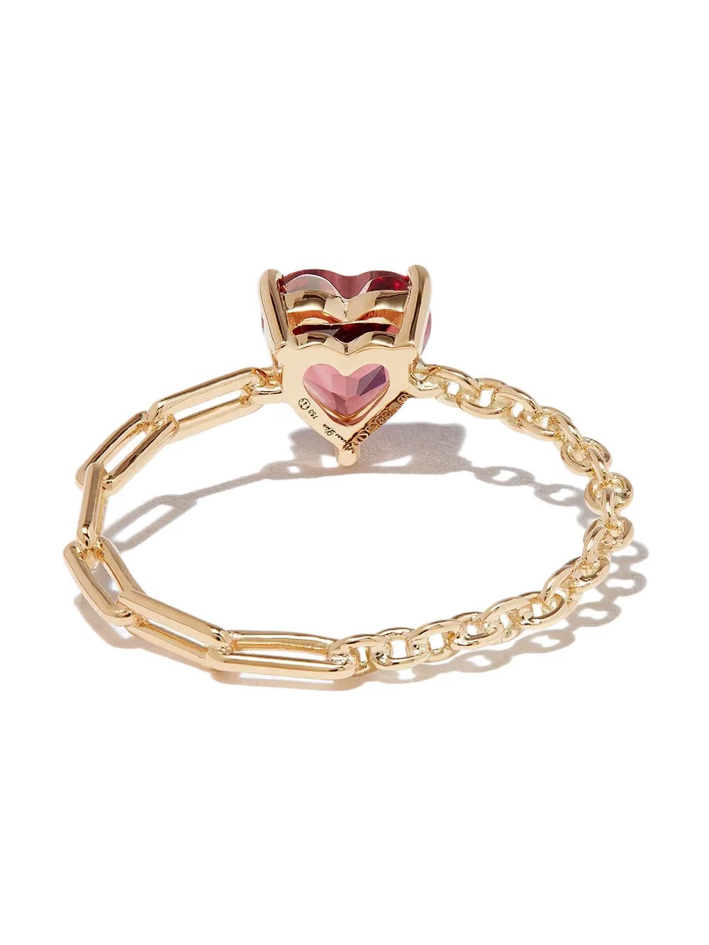 18kt yellow gold rhodolite heart ring