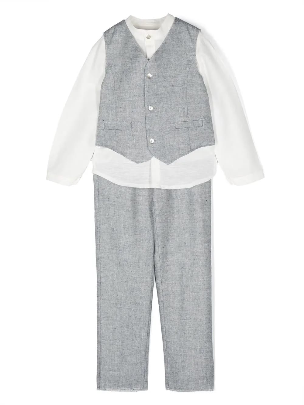 three-piece linen suit
