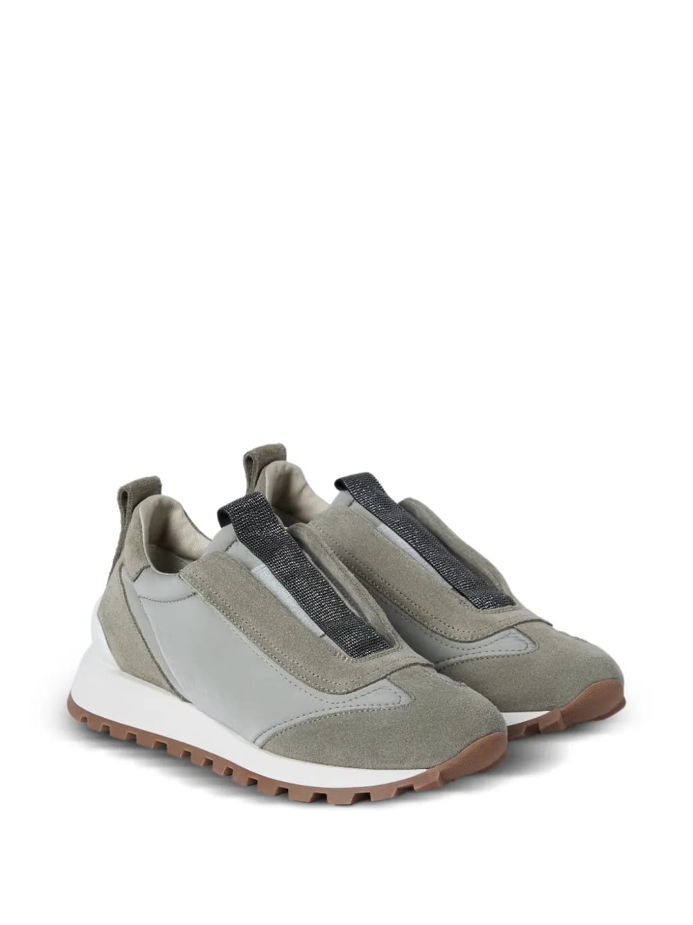 suede-panel slip-on sneakers