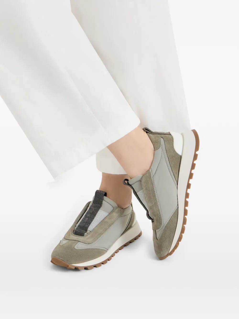 suede-panel slip-on sneakers