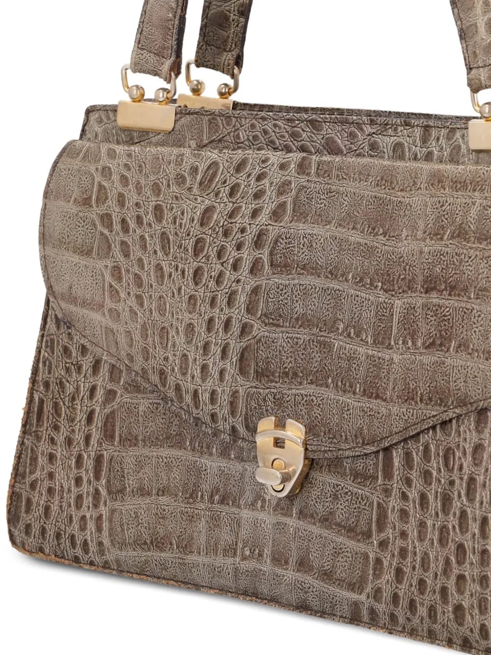 crocodile-embossed top handle bag