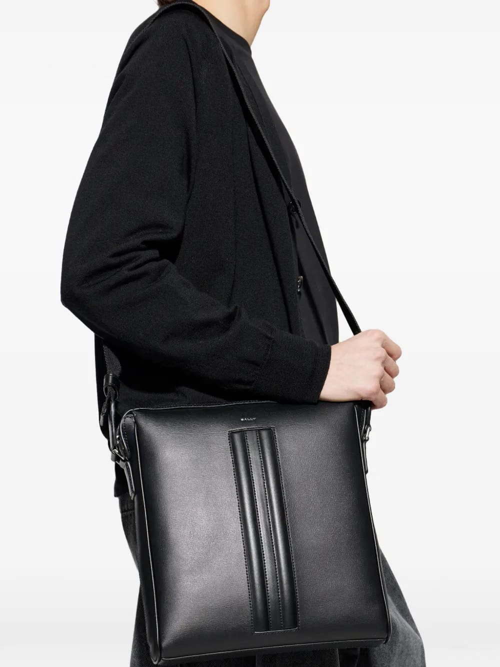 stripe leather bag