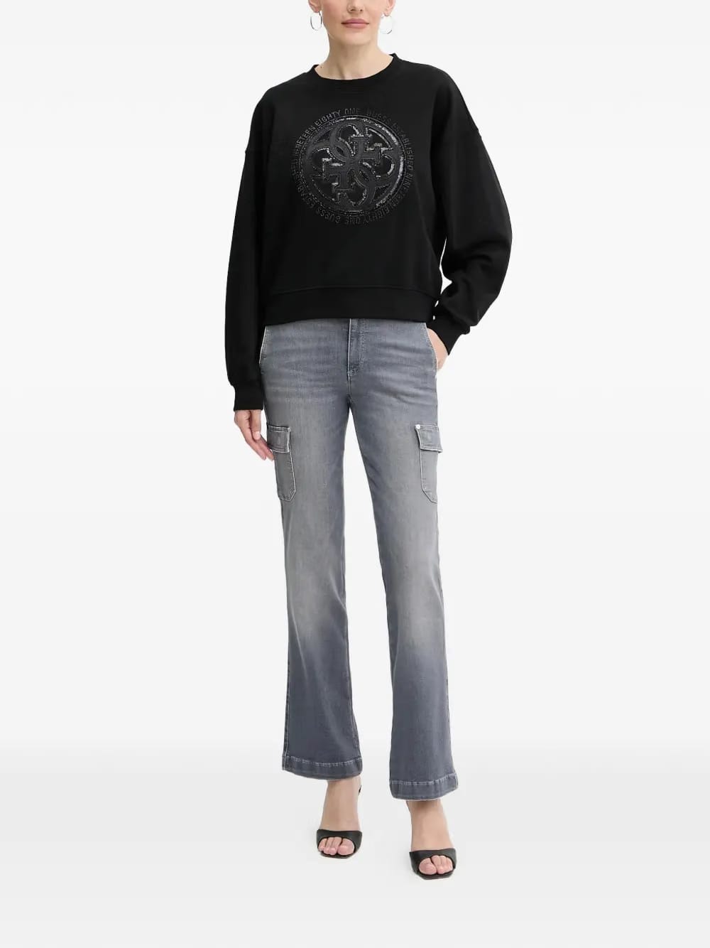 sequin-embellishment logo sweatshirt