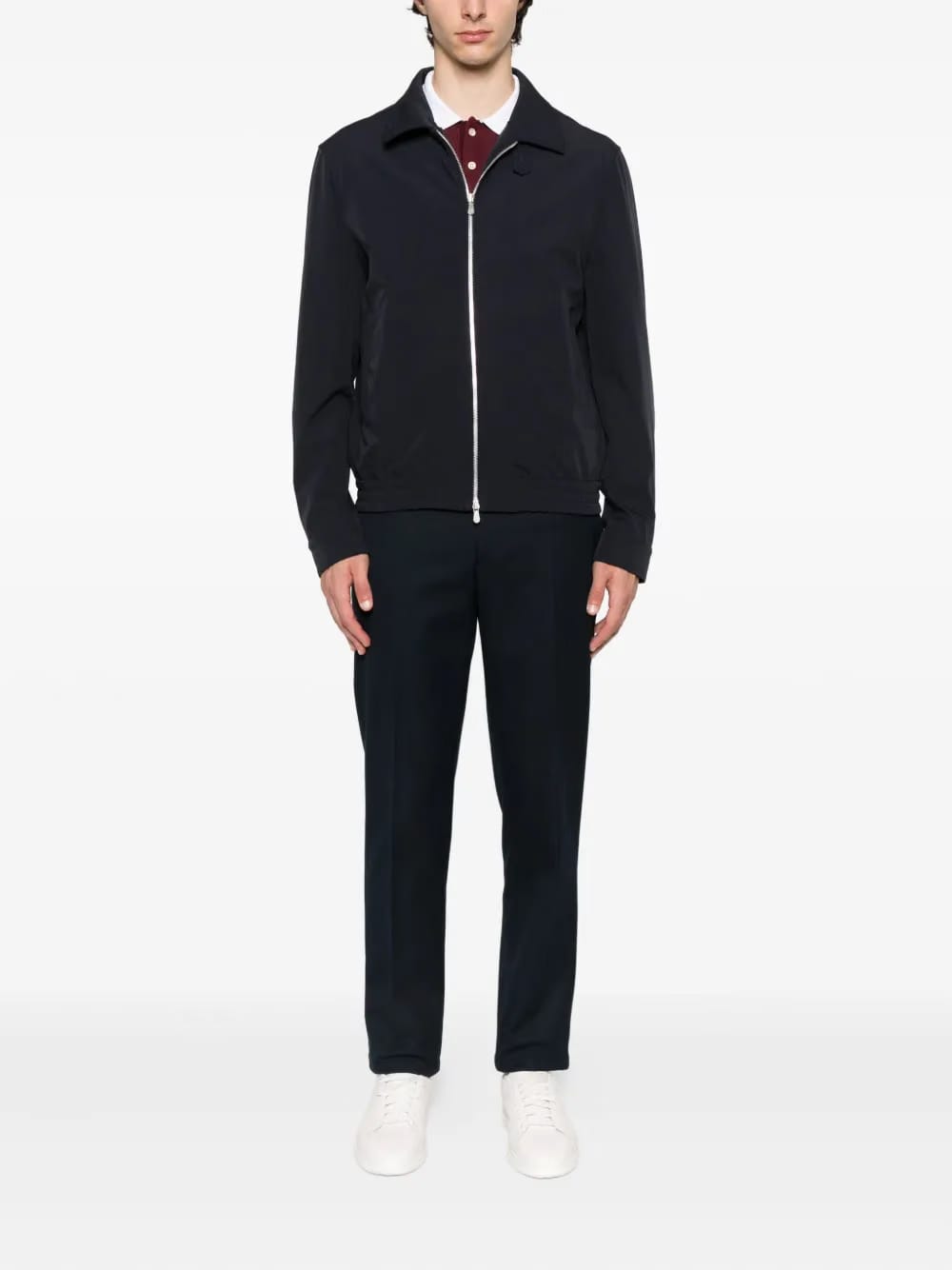 zip-fastening elasticated-hem bomber jacket