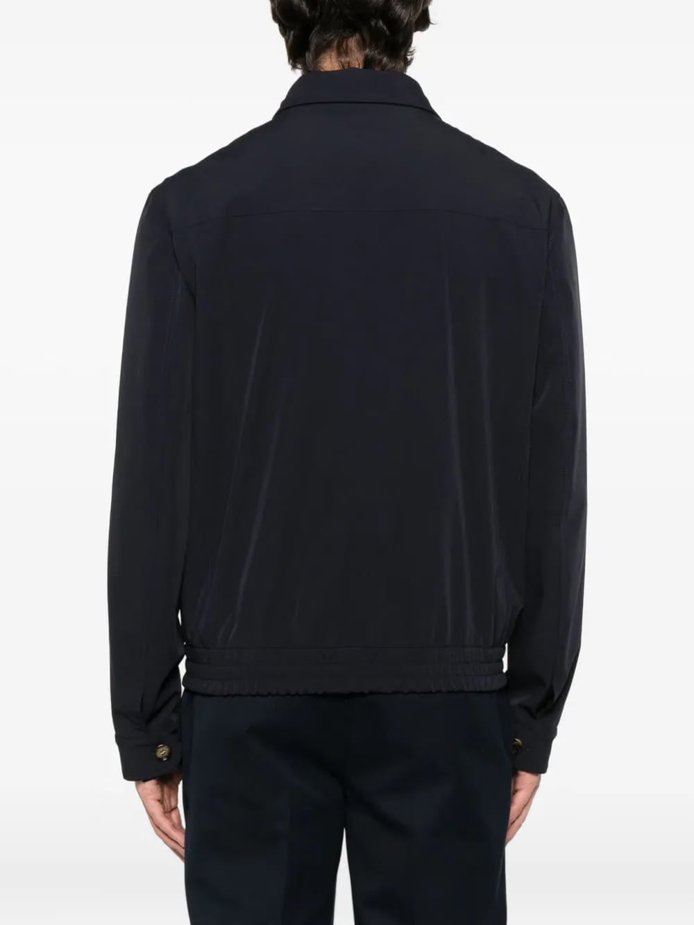 zip-fastening elasticated-hem bomber jacket
