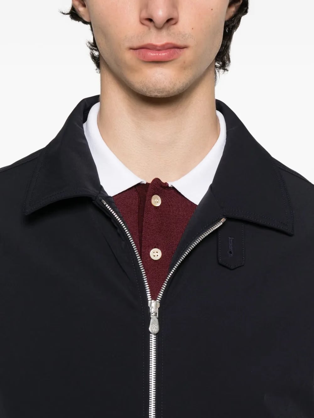 zip-fastening elasticated-hem bomber jacket