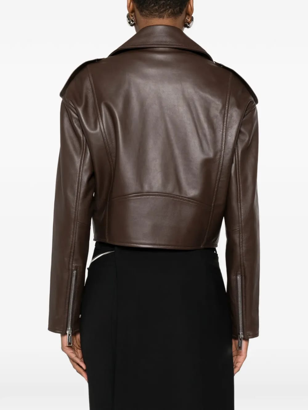 zip-fastening leather jacket