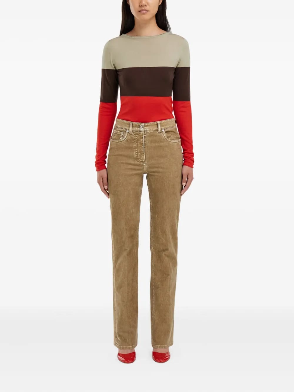 flocked five-pocket trousers