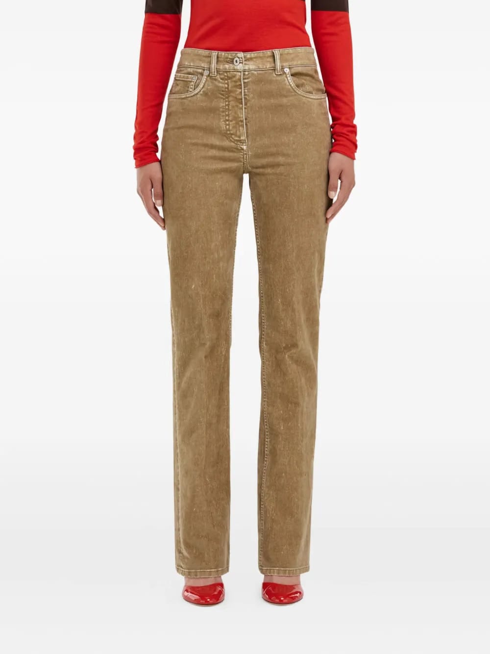flocked five-pocket trousers